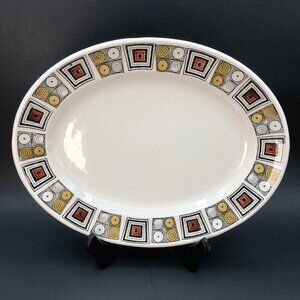 Vintage 60s Broadhurst Kathie Winkle Rushstone Oval Serving Platter MCM Brown
